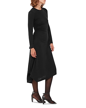 Shop Whistles Asymmetric Jersey Midi Dress In Black