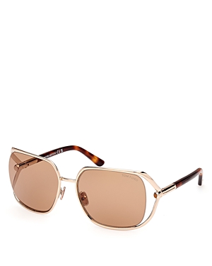 Tom Ford Butterfly Sunglasses, 60mm In Gold/tan Solid