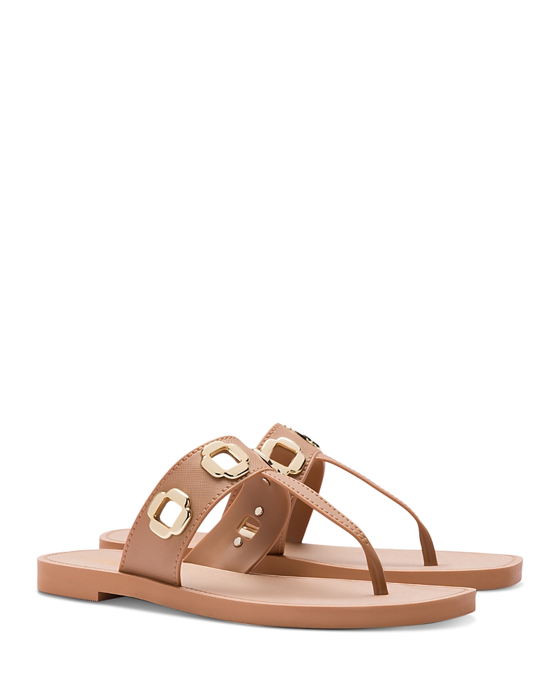 Larroude Milan Jelly Thong Sandal In Rose