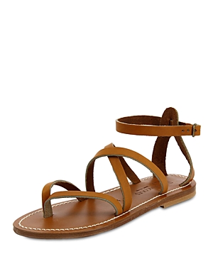 Shop Kjacques K.jacques Women's Epicure Strappy Leather Thong Flat Sandals In Brown