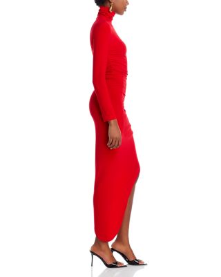Ruched Long Sleeve Asymmetric Gown