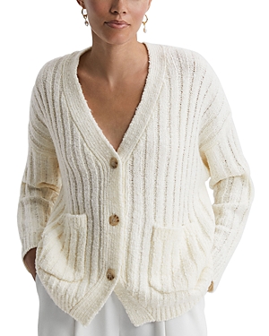 Reiss Annie Wool Blend Cardigan In Neutral