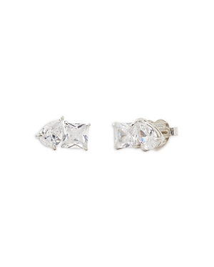 Shop Kate Spade New York Showtime Double Crystal Stud Earrings In Silver Tone