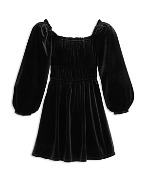 Aqua Girls' Velvet Long Sleeved Dress, Little Kid, Big Kid - 100% Exclusive In Black