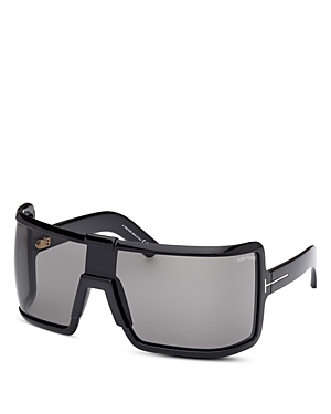 Tom Ford Black Square Shield Sunglasses, 165mm In Black/gray Solid