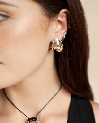 Curved Stud Earrings in 18K Gold Plated or Rhodium Plated 