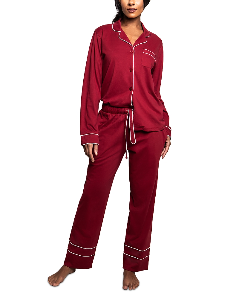 Petite Plume Astaire Luxe Pima Cotton Pajama Set In Bordeaux