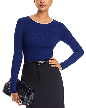 T Tahari Ribbed Button Cuff Sweater In Symphony Blue