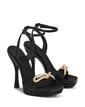 Shop Ferragamo Women's Allison Crystal Knot High Heel Sandals In Black