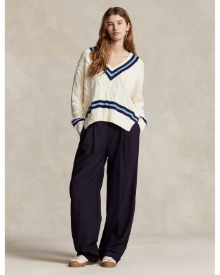 Ralph Lauren Cotton Boxy Cable Knit Sweater | Bloomingdale's
