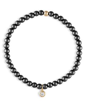 Shop Alexa Leigh Ellie Hematite Bead Bracelet In 14k Gold Filled In Black/gold