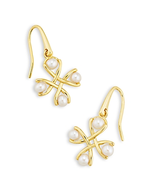 Kendra Scott Everleigh Cultured Freshwater Pearl Drop Earrings In 14k Gold Plated In Gold White Pearl