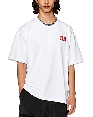 Shop Diesel T-nlabel-l1 Cotton Loose Fit Tee In White