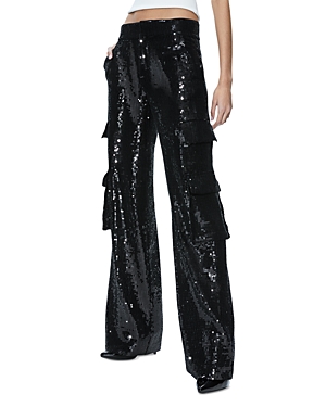 Shop Alice And Olivia Alicia And Olivia Hayes Wide Leg Sequin Pants In Black