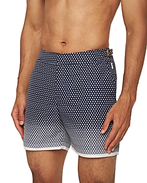 Orlebar Brown Bulldog Printed Swim Trunks In Night Iris/white