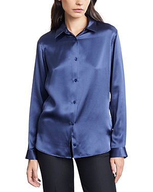 The Kooples Silk Shirt In Night Blue