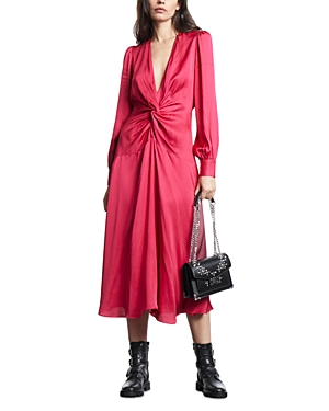 Shop The Kooples Twisted Maxi Dress In Cherry
