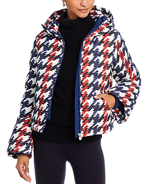 Shop Perfect Moment Polar Flare Down Puffer Jacket In Houndstooth