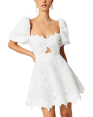 Elliatt Fiorella Puff Sleeve Dress In White