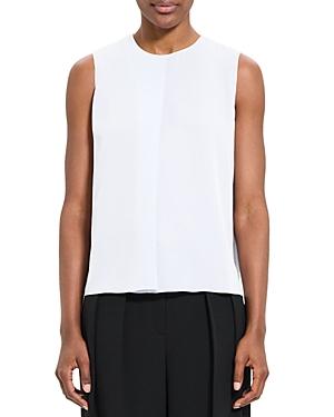 Shop Theory Flap Straight Silk Sleeveless Blouse In Ice