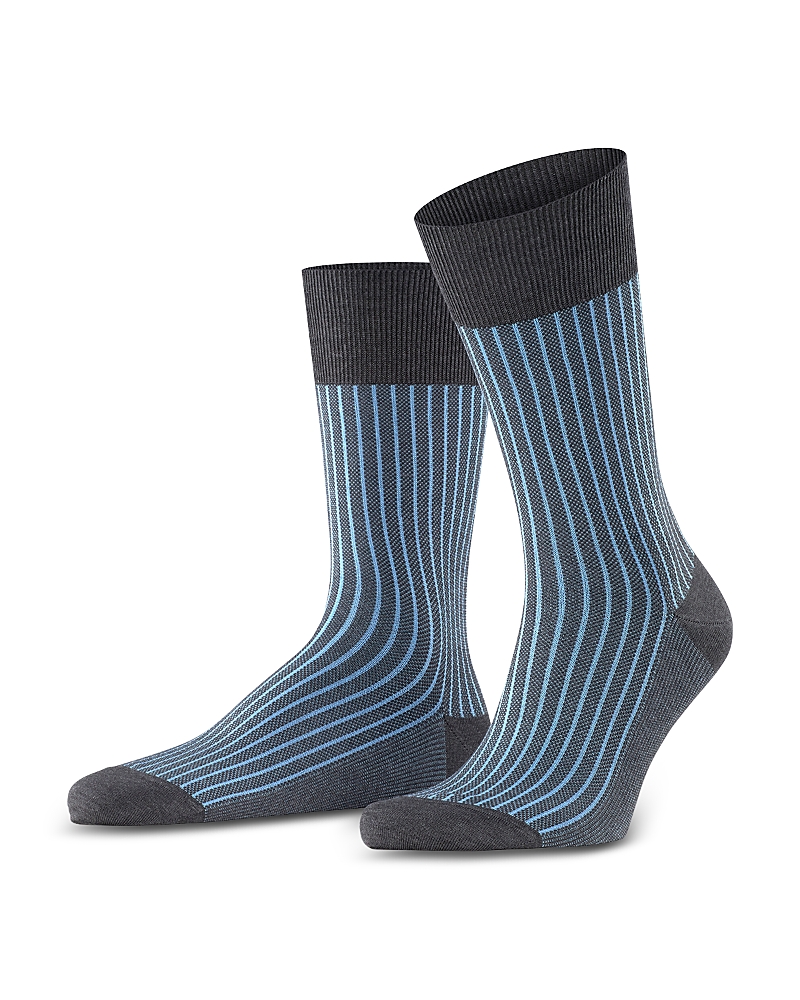 Falke Mercerized Cotton & Nylon Two Tone Stripe Jacquard Dress Socks