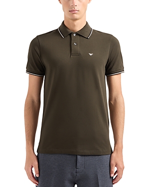 Emporio Armani Brown Piquet Polo In Brown