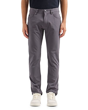 Shop Emporio Armani Techno Stretch Five Pocket Pants In Gray