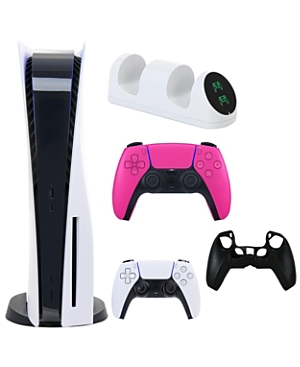 PS5 Core with Extra Pink Dualsense Controller, Dual Charging Dock and Silicone Sleeve