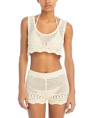 Solid & Striped The Carlyle Crochet Crop Top Swim Cover-Up
