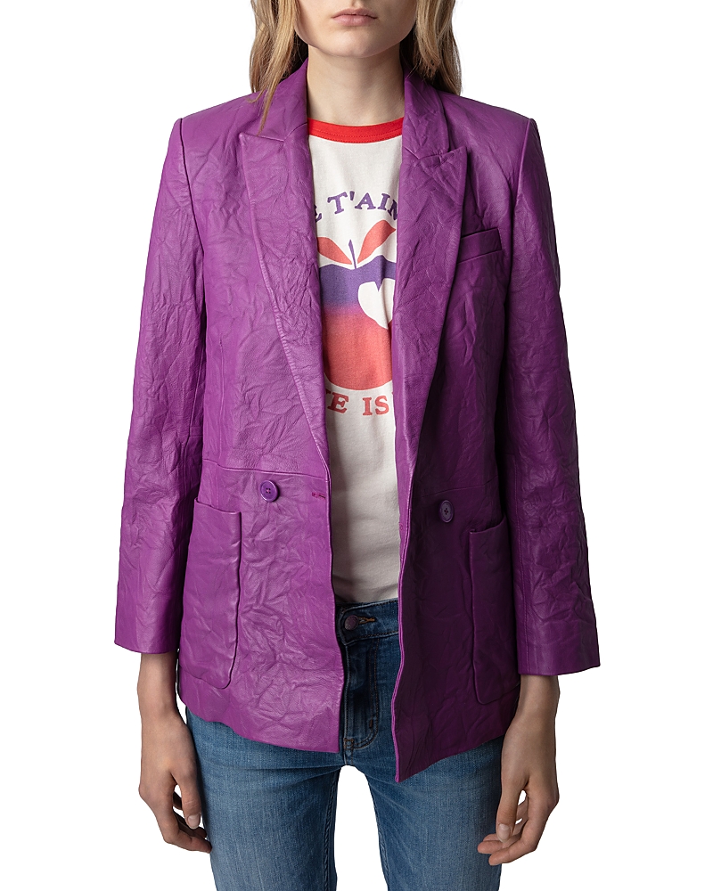 Zadig & Voltaire Visko Cuir Froisse Leather Blazer