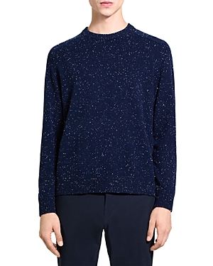 Shop Theory Dinin Long Sleeve Crewneck Flecked Knit Sweater In Navy Multi