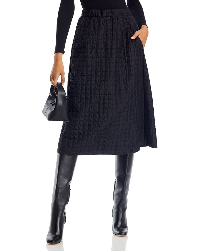 Silk top quilted skirt
