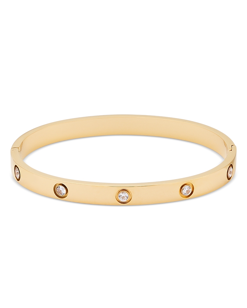 Aqua Crystal Bangle Bracelet In 16k Yellow Gold Plated - Exclusive In Gold
