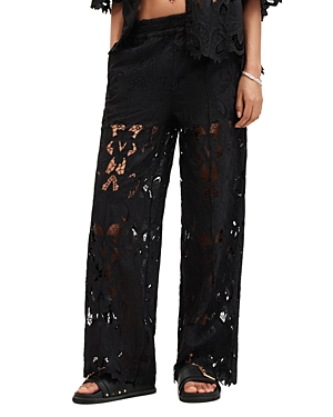Shop Allsaints Charli Embroidered Pants In Black