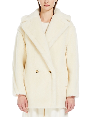 Max Mara Womens White Espero Double-breasted Wool-blend Coat In White
