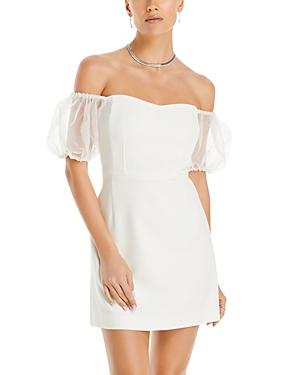 Shop French Connection Whisper Puff Sleeve Dress In Summer White