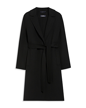 Shop Max Mara Pauline Wool Wrap Coat In Black