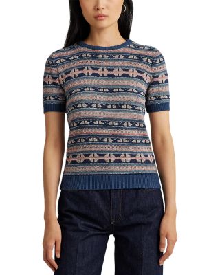 Ralph Lauren Geo Stripe Short Sleeve Sweater Bloomingdale's