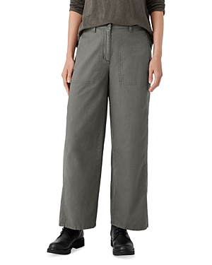 Shop Eileen Fisher Wide Leg Ankle Pants In Grve
