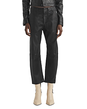 Shop Rag & Bone Leyton Mid Rise Leather Pants In Black