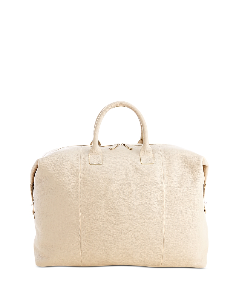 Royce New York Leather Weekender Duffel Bag In Taupe