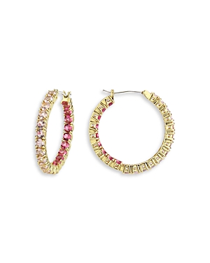 Aqua Large Inside Out Tennis Hoop Earrings In Pink/gold