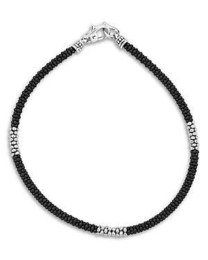 Men's Sterling Silver Anthem Black Ceramic Caviar Station Bracelet - 100% Exclusive