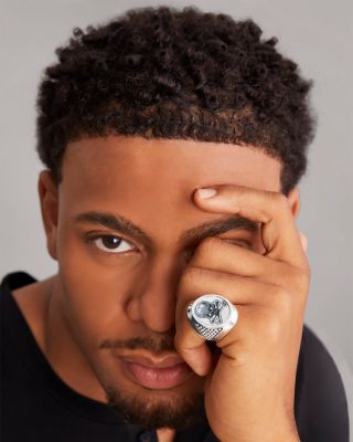 Men's Sterling Silver Anthem Skull Signet Ring - Exclusive