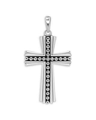 Men's 18K Yellow Gold & Sterling Silver Anthem Caviar Bead Cross Pendant - Exclusive