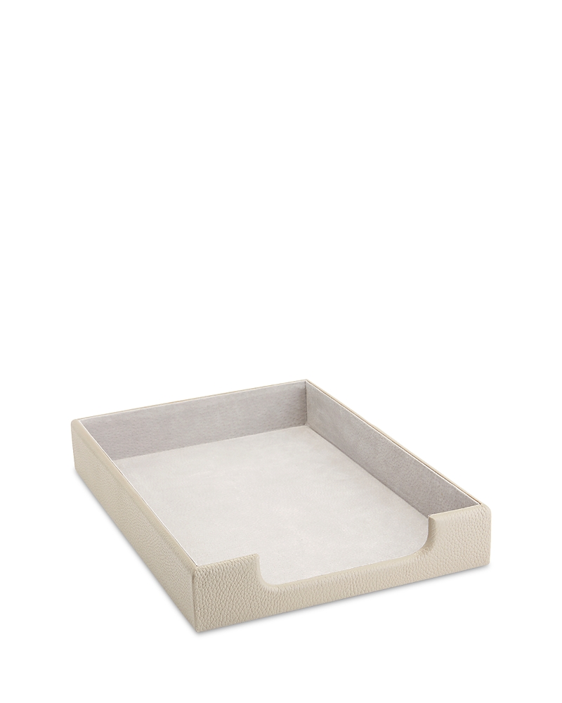 Royce New York Leather Desktop Letter Tray Organizer In Taupe