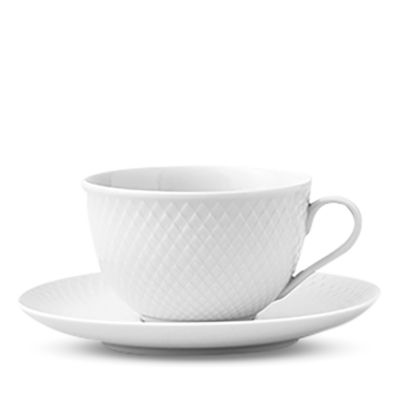 Rosendahl - Lyngby Porcelain Rhombe Tea Cup With Matching Saucer, White