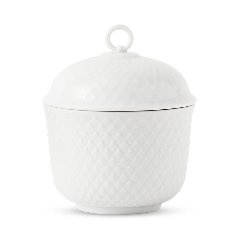 Rosendahl Lyngby Porcelain Rhombe Sugar Bowl, White In White