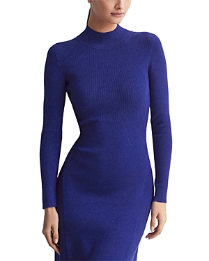 Reiss Chrissie Rib Knit Dress In Blue