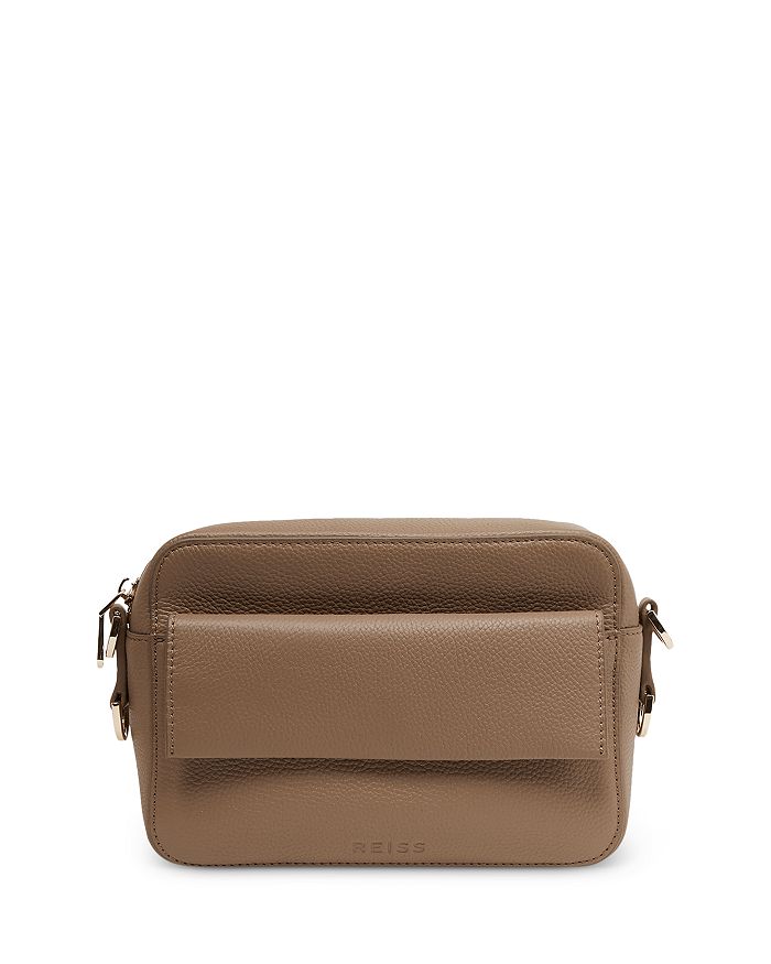 REISS Cleo Front Flap Embossed Leather Crossbody Camera Bag